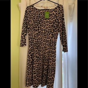 Kate Spade Ponte Leopard Print Fit and Flare 3/4 Sleeve Dress Size 4